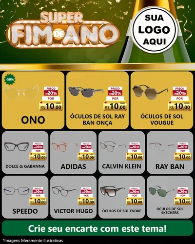 Modelo de Rede Social para Feed Instagram com o tema Super Fim de Ano para Óticas