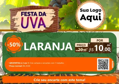 Modelo de Cartaz para Cartaz A4 Horizontal com o tema Festa da Uva para Hortifrúti