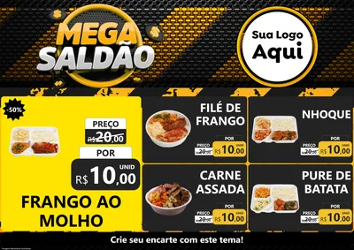 Modelo de Encarte para Encarte A4 Horizontal com o tema Mega Saldão para Restaurante