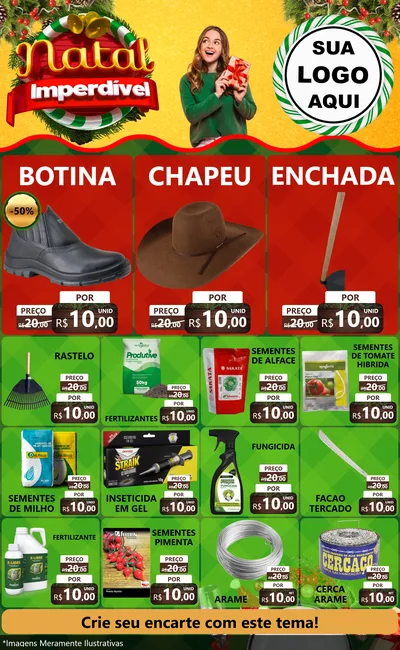 Modelo de Encarte para Encarte Grande com o tema Natal Imperdível para Agropecuária