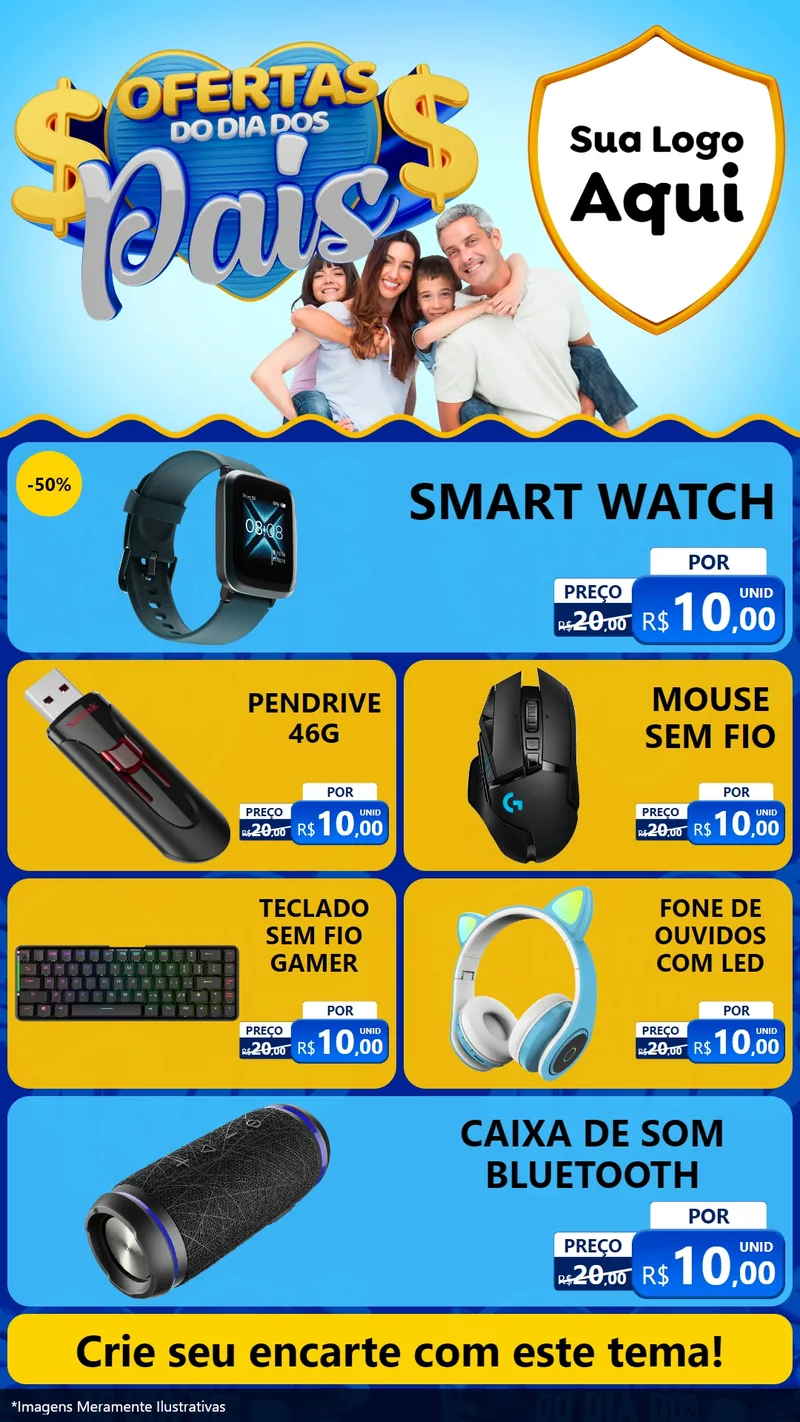 Modelo de TV para TV Vertical com o tema Ofertas do Dia dos Pais para Informática