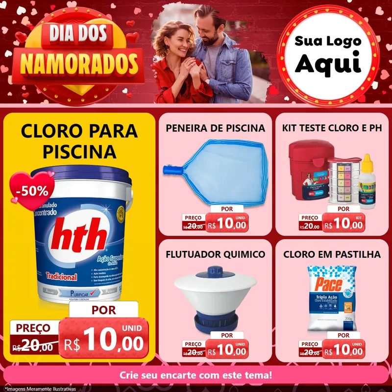 Modelo de Rede Social para Feed Facebook com o tema Dia Dos Namorados para Produtos para Piscina