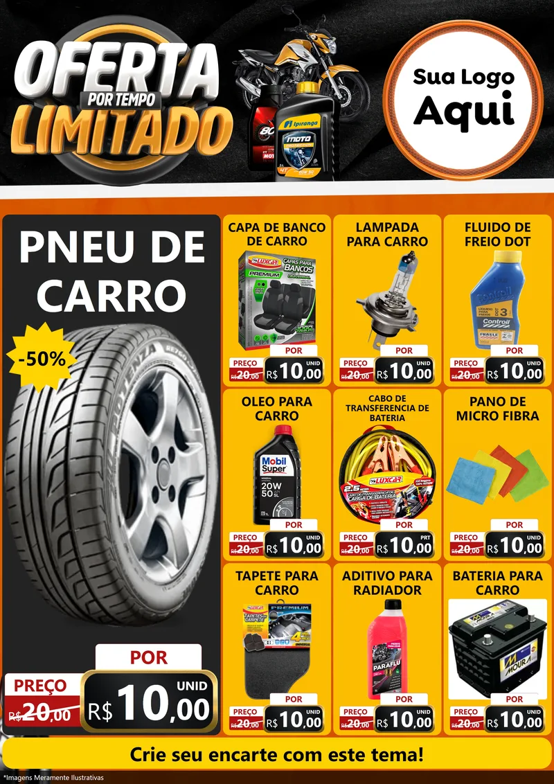 Modelo de Encarte para Encarte A4 Vertical com o tema Oferta Por Tempo Limitado - Motopeças para Auto peças