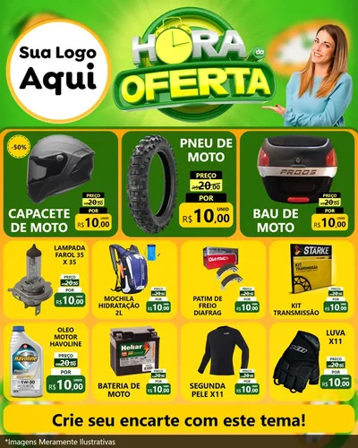 Modelo de Rede Social para Feed Instagram com o tema Hora da Oferta para Moto peças
