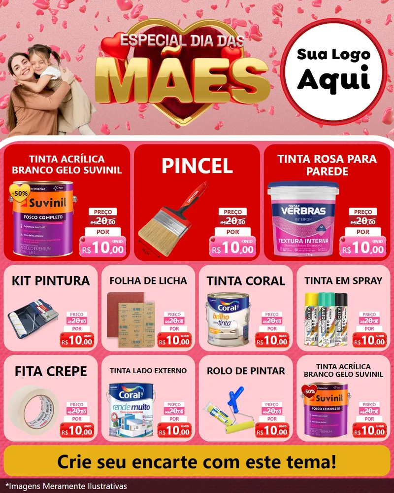 Modelo de Rede Social para Feed Instagram com o tema Especial Dia Das Mães para Tintas e Ferramentas