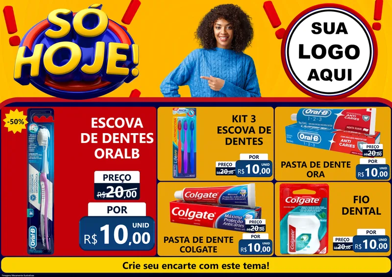 Modelo de Encarte para Encarte A4 Horizontal com o tema Só Hoje! para Higiene Pessoal