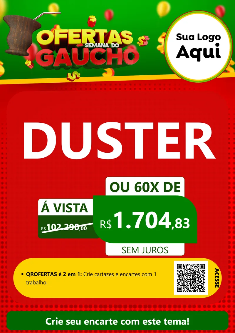 Modelo de Cartaz para Cartaz A4 Vertical com o tema Ofertas Semana Do Gaúcho para Concessionaria de Carros
