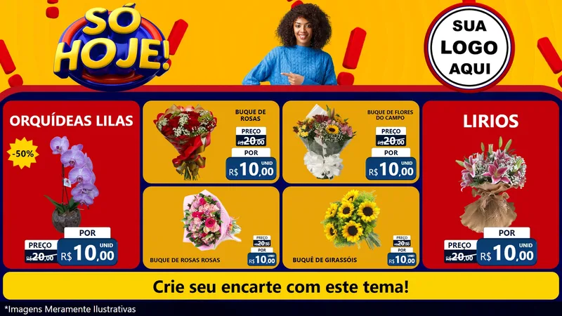 Modelo de TV para TV Horizontal com o tema Só Hoje! para Floricultura e jardim