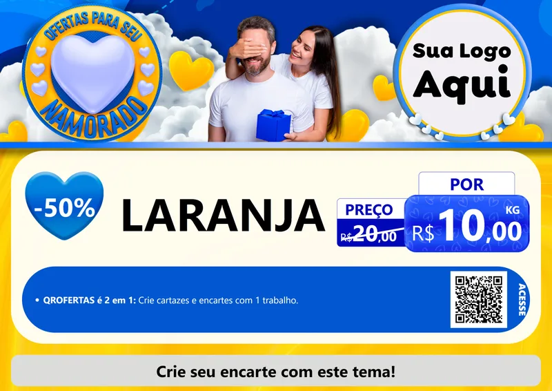 Modelo de Cartaz para Cartaz A4 Horizontal com o tema Ofertas Para Seu Namorado para Hortifrúti