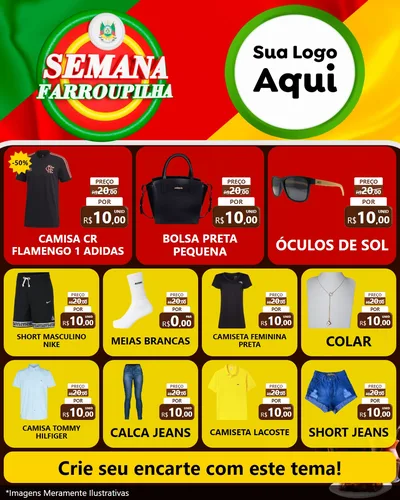 Modelo de Rede Social para Feed Instagram com o tema Semana Farroupilha para Roupas e acessórios