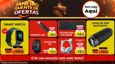 Modelo de TV para TV Horizontal com o tema Janeiro Quente de Ofertas para Informática