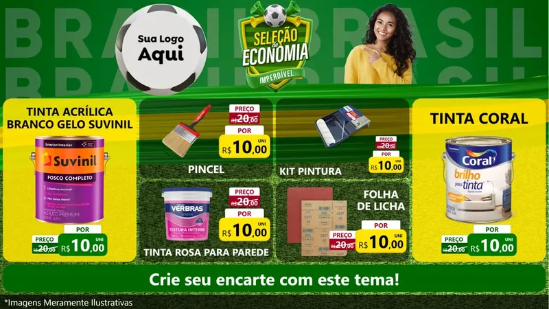 Modelo de TV para TV Horizontal com o tema Seleção de Economia - Copa para Tintas e Ferramentas