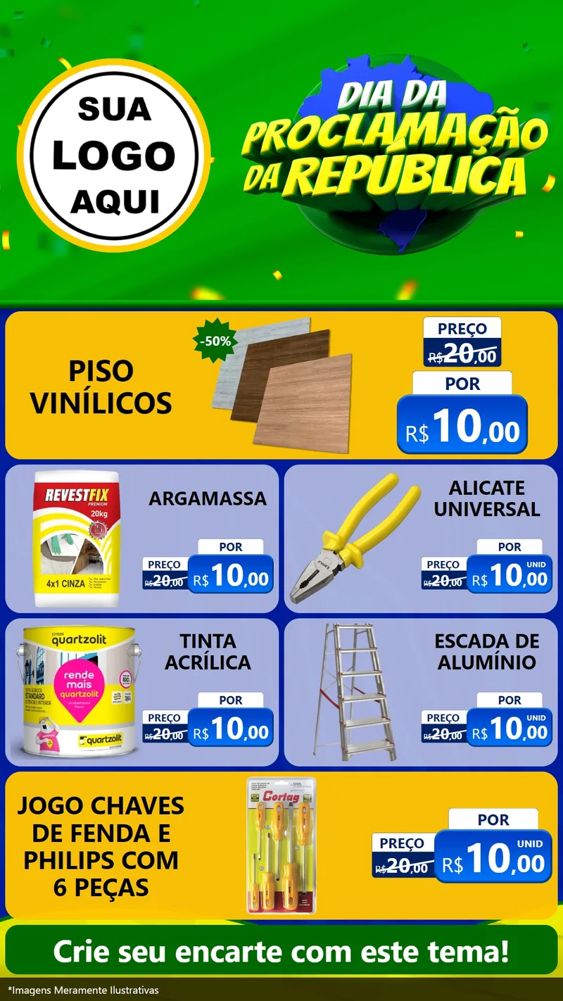 Modelo de TV para TV Vertical com o tema Dia Da Proclamação Da República para Material para Construção