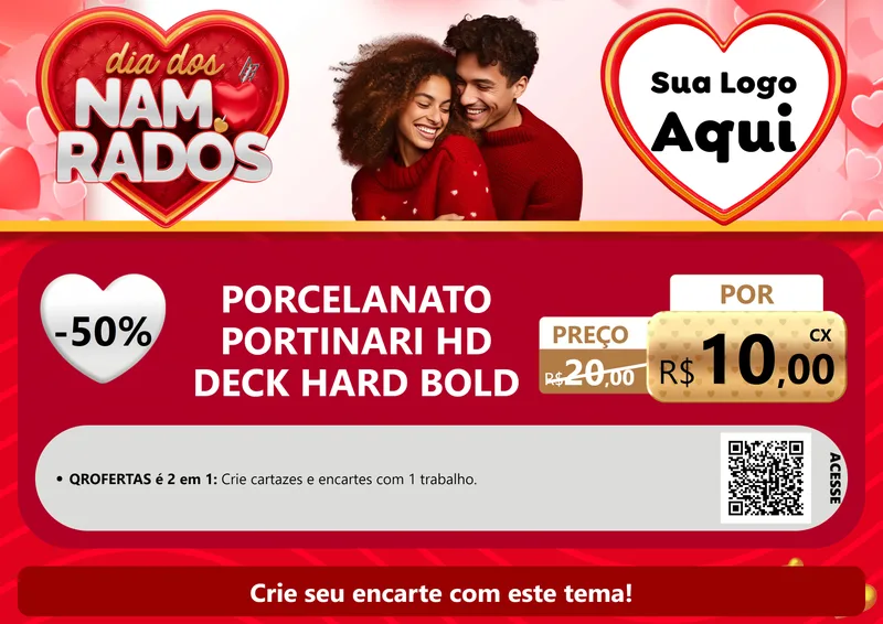 Modelo de Cartaz para Cartaz A4 Horizontal com o tema Dia dos Namorados para Pisos e revestimentos