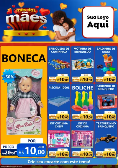 Modelo de Encarte para Encarte A4 Vertical com o tema Mês das Mães para Brinquedos