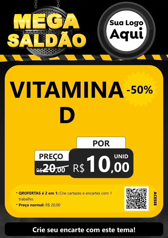 Modelo de Cartaz para Cartaz A4 Vertical com o tema Mega Saldão para Farmácia