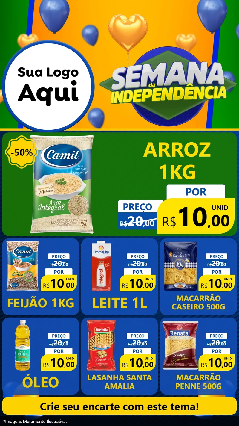 Modelo de Rede Social para Stories com o tema Semana da Independência para Supermercado
