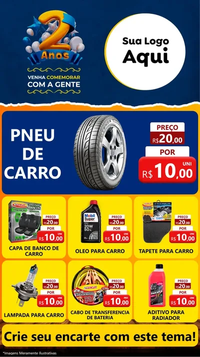 Modelo de Rede Social para Stories com o tema Aniversário de 2 anos para Auto peças