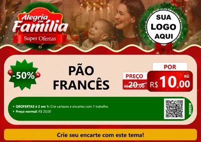 Modelo de Cartaz para Cartaz A4 Horizontal com o tema Alegria Em Família - Super Ofertas para Padaria