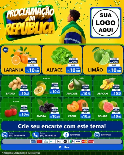 Modelo de Rede Social para Feed Instagram com o tema Proclamação da República para Hortifrúti