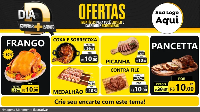 Modelo de TV para TV Horizontal com o tema Dia D Mais Economia para Assados