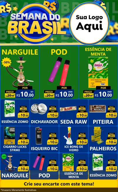 Modelo de Encarte para Encarte Grande com o tema Semana Do Brasil para Tabacaria