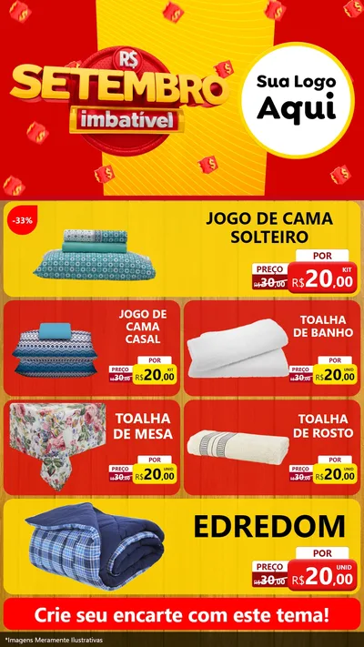Modelo de TV para TV Vertical com o tema Setembro Imbatível para Cama, Mesa e Banho