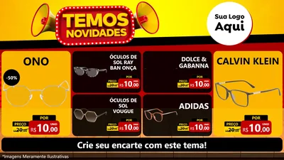 Modelo de TV para TV Horizontal com o tema Temos Novidades para Óticas