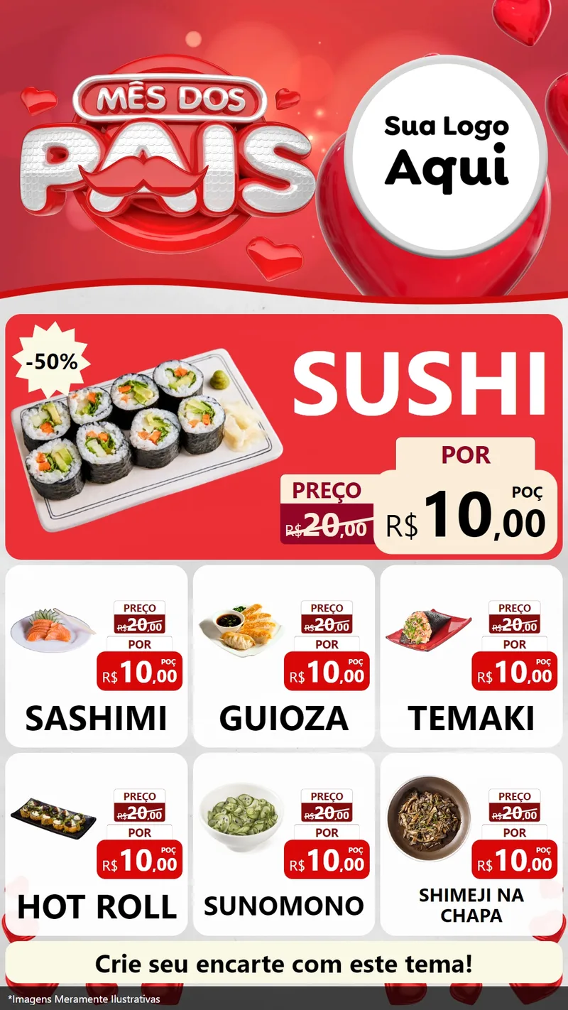 Modelo de Rede Social para Stories com o tema Mês dos Pais para Comida japonesa