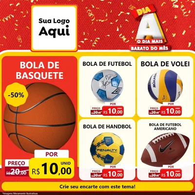 Modelo de Rede Social para Feed Facebook com o tema Dia A o Dia Mais Barato do Mês para Artigos Esportivos