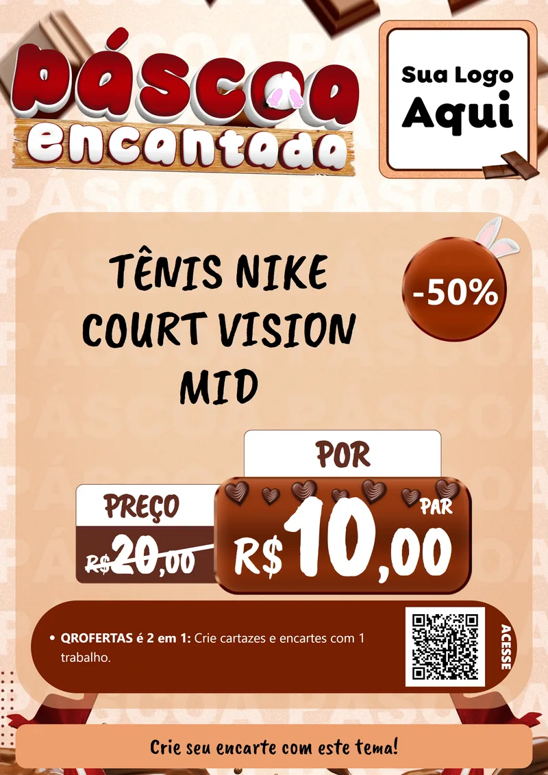 Modelo de Cartaz para Cartaz A4 Vertical com o tema Páscoa Encantada para Calçados