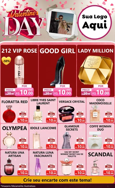 Modelo de Encarte para Encarte Grande com o tema Valentine's Day para Perfumes