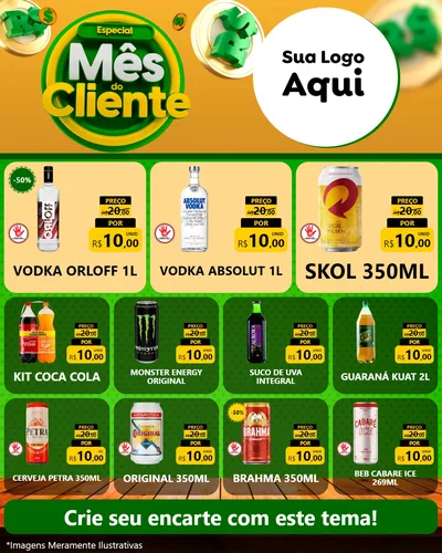 Modelo de Rede Social para Feed Instagram com o tema Especial Mês do Cliente para Distribuidora de bebidas