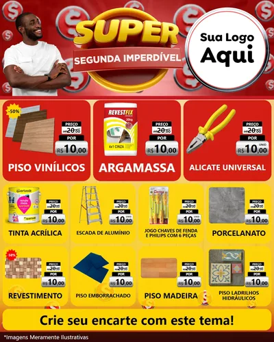 Modelo de Rede Social para Feed Instagram com o tema Super Segunda Imperdível para Material para Construção