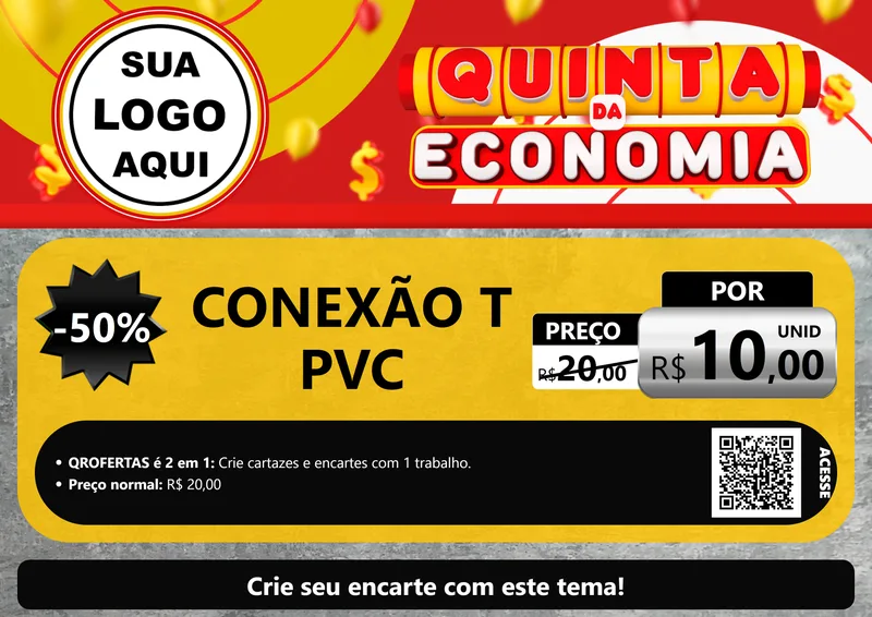 Modelo de Cartaz para Cartaz A4 Horizontal com o tema Quinta da Economia para Tubos e conexões