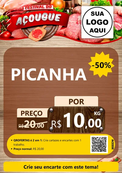 Modelo de Cartaz para Cartaz A4 Vertical com o tema Festival do Açougue para Açougue