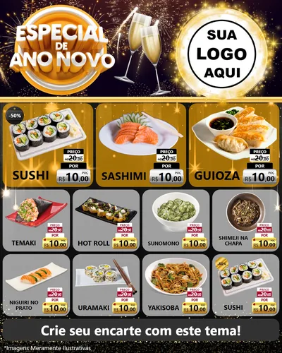 Modelo de Rede Social para Feed Instagram com o tema Especial de Ano Novo para Comida japonesa