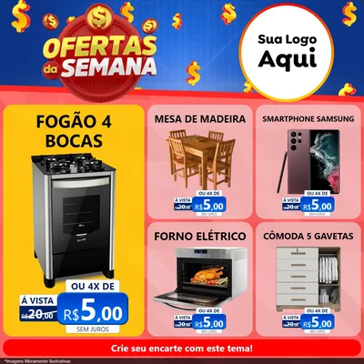 Modelo de Rede Social para Feed Facebook com o tema Ofertas Da Semana para Móveis e Eletro