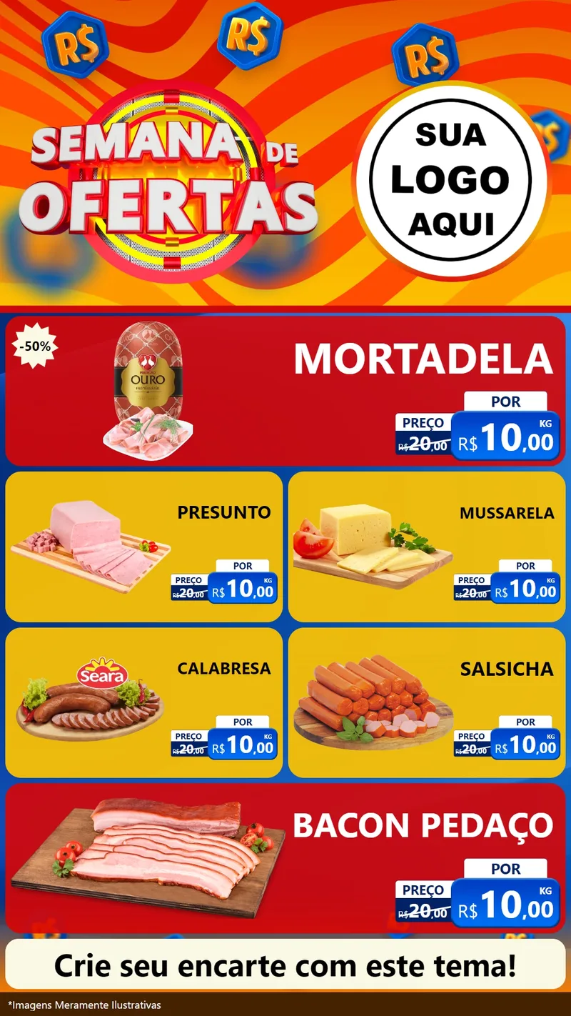 Modelo de TV para TV Vertical com o tema Semana de Ofertas para Frios e Laticínios