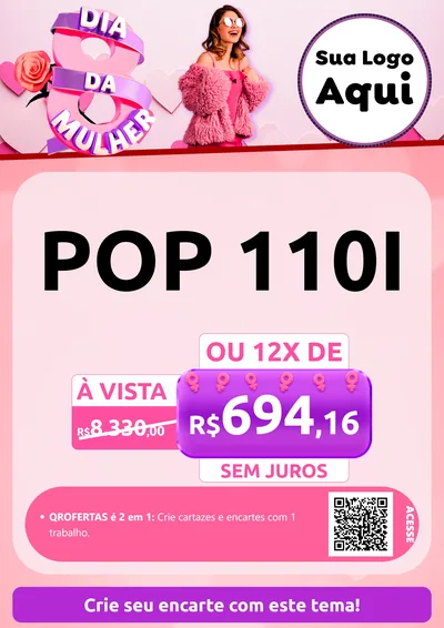 Modelo de Cartaz para Cartaz A4 Vertical com o tema Dia da Mulher para Concessionaria de Motos