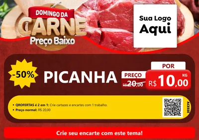Modelo de Cartaz para Cartaz A4 Horizontal com o tema Domingo da Carne para Açougue