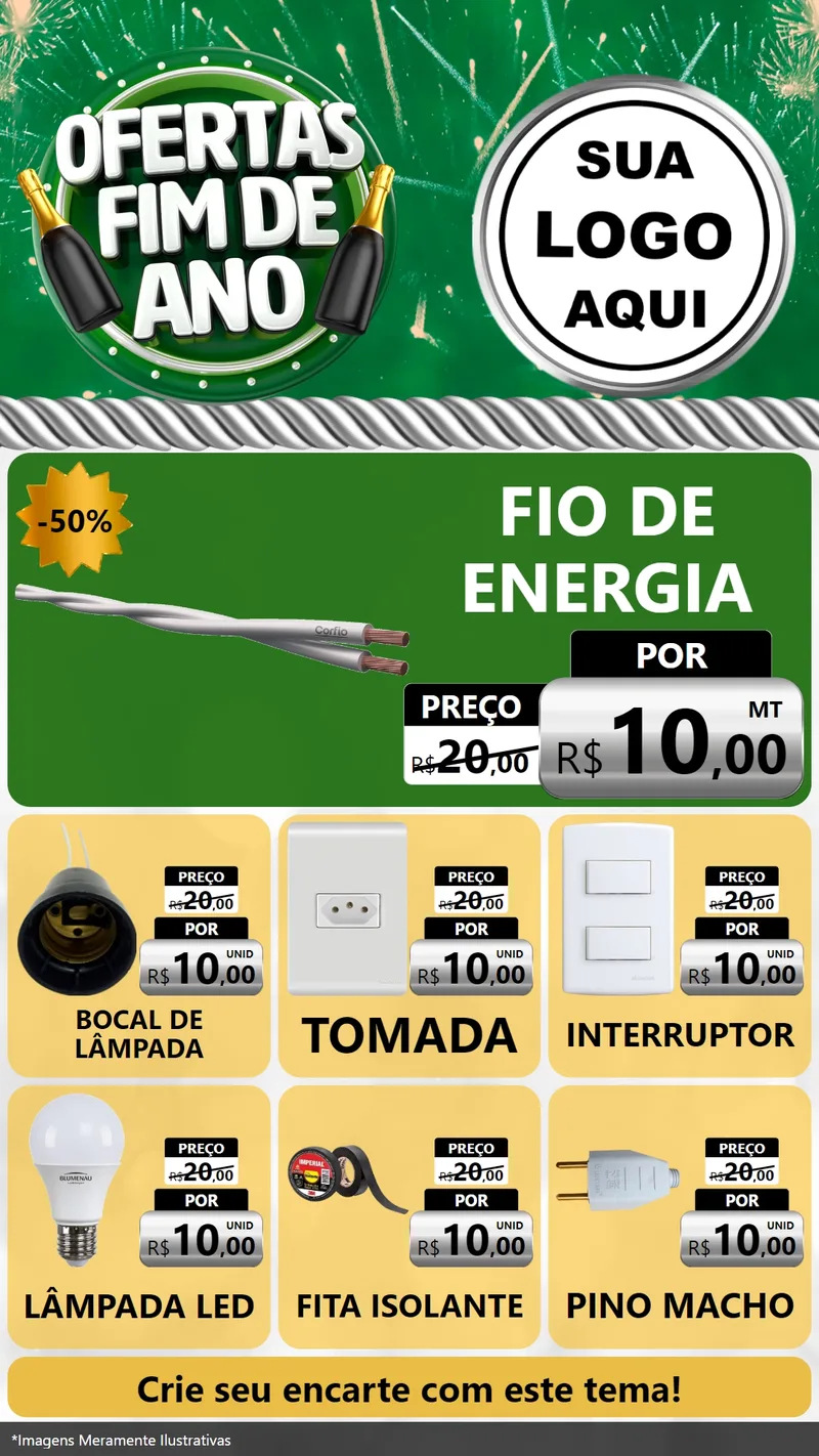 Modelo de Rede Social para Stories com o tema Ofertas Fim de Ano para Materiais Elétricos