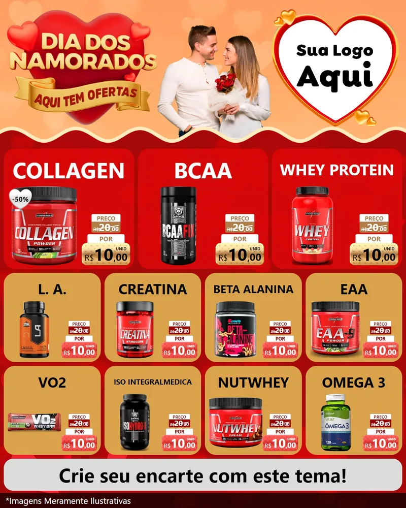 Modelo de Rede Social para Feed Instagram com o tema Dia dos Namorados - Aqui Tem Ofertas para Suplementos alimentares