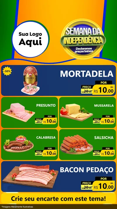 Modelo de TV para TV Vertical com o tema Semana da Independência Declaramos Preços Baixos para Frios e Laticínios