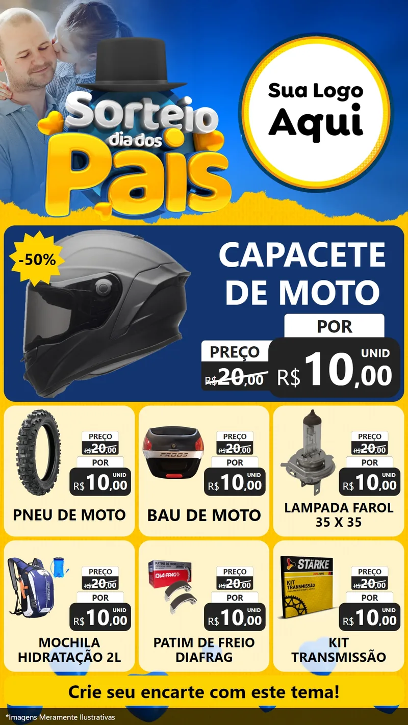 Modelo de Rede Social para Stories com o tema Sorteio Dia Dos Pais para Moto peças