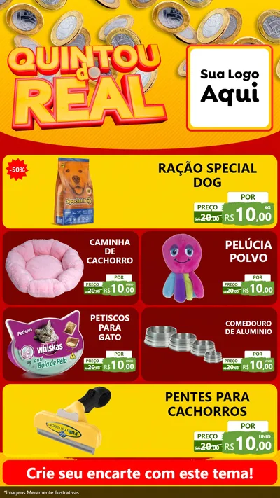 Modelo de TV para TV Vertical com o tema Quintou do Real para Pet Shop