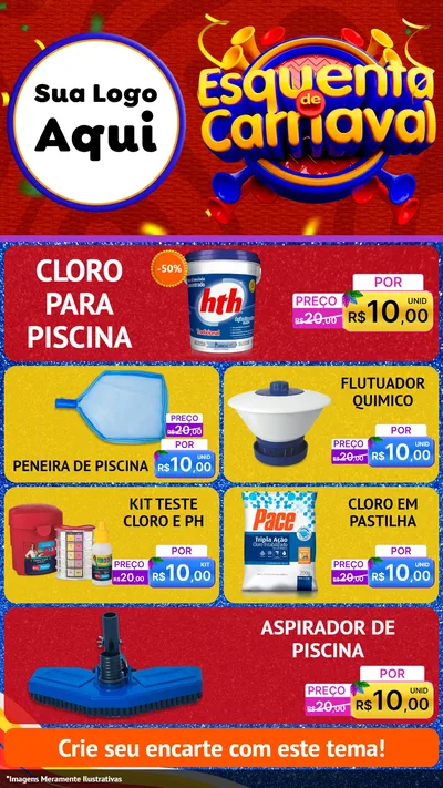 Modelo de TV para TV Vertical com o tema Esquenta de Carnaval para Produtos para Piscina