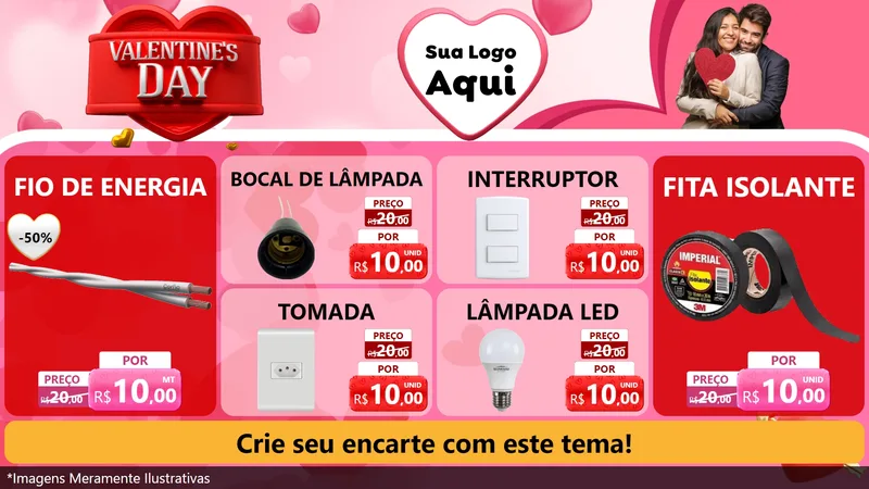 Modelo de TV para TV Horizontal com o tema Valentine's Day para Materiais Elétricos