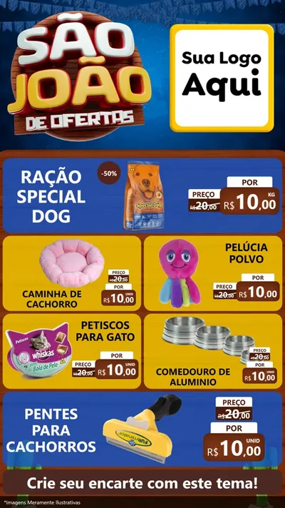 Modelo de TV para TV Vertical com o tema São João Ofertas Imbatíveis! - Junina para Pet Shop