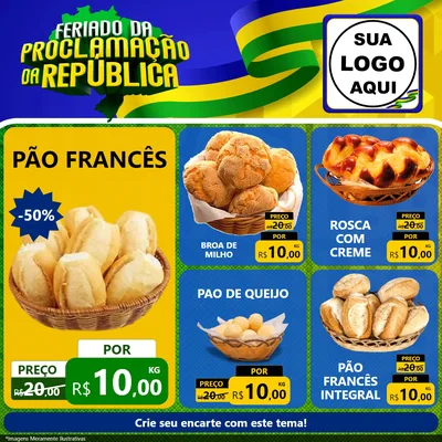 Modelo de Rede Social para Feed Facebook com o tema Feriado da Proclamação da República para Padaria